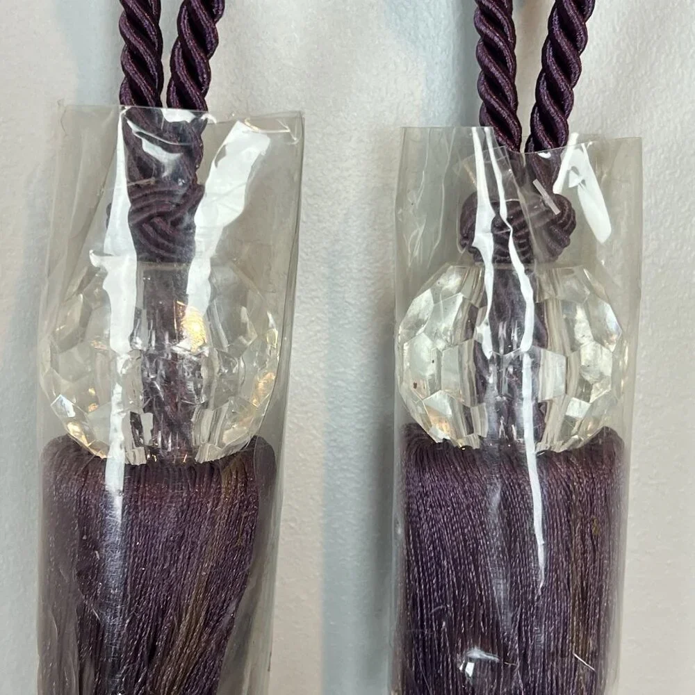 1 Pair Deep Purple Curtain Tieback Tassel Crystal Ball Rope Tiebacks Home Decor